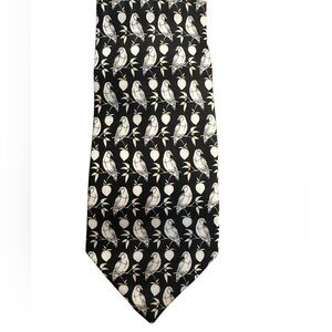 Robert Baldini Paris Mens Neck Tie - Parrot Print - Black and White